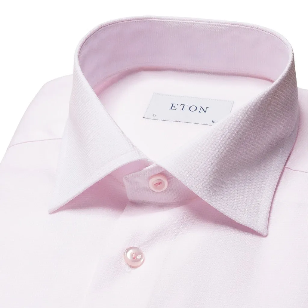 ETON Semi Solid Twill Shirt Single Cuff Contemporary Fit PINK