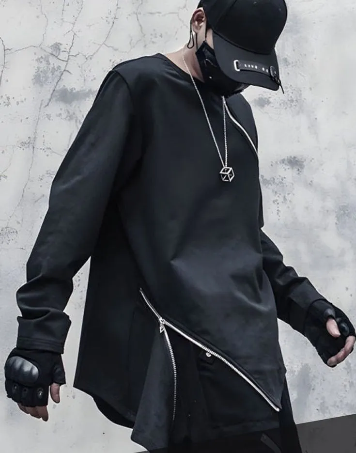 Korean Style Slasher Zip T-shirt