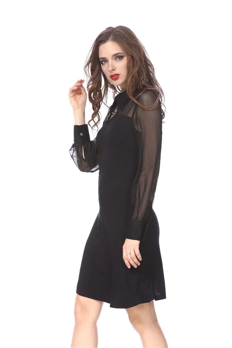 Punk Black spider neck dress DW159