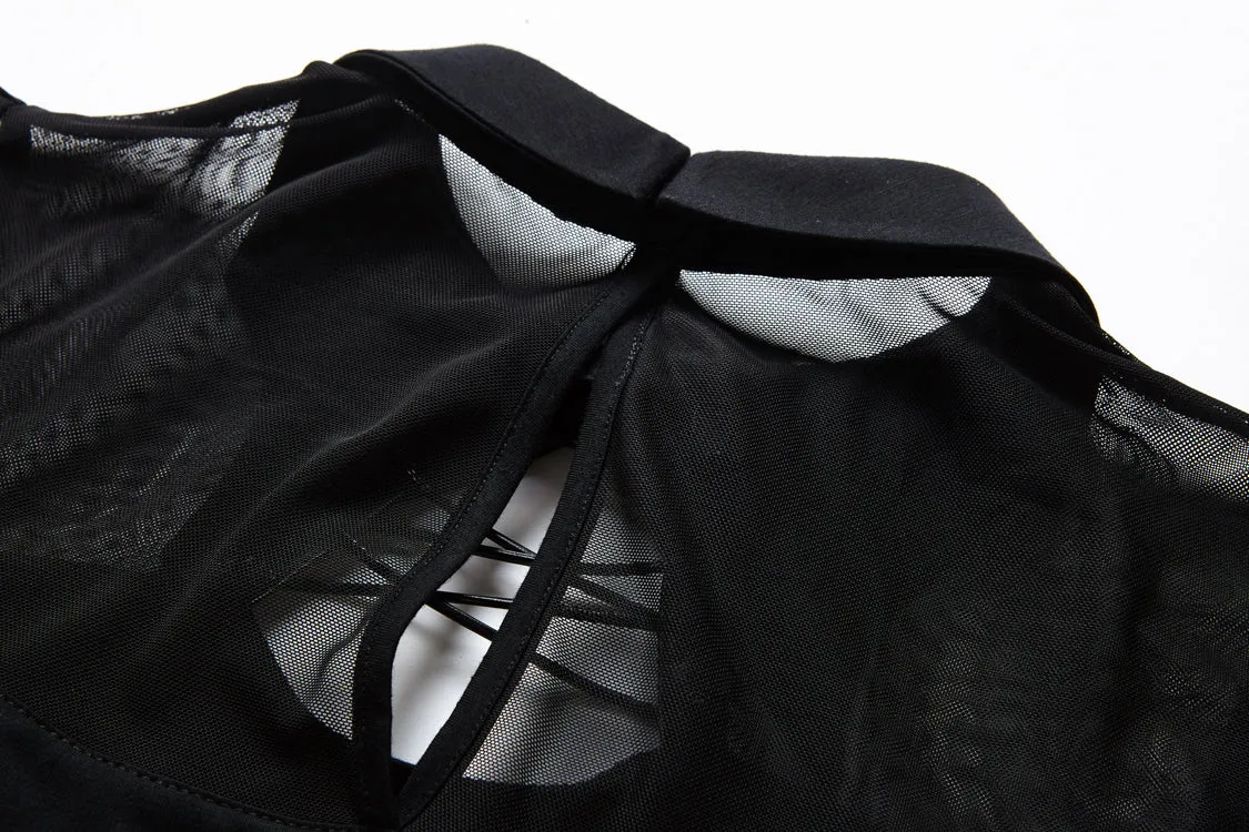 Punk Black spider neck dress DW159