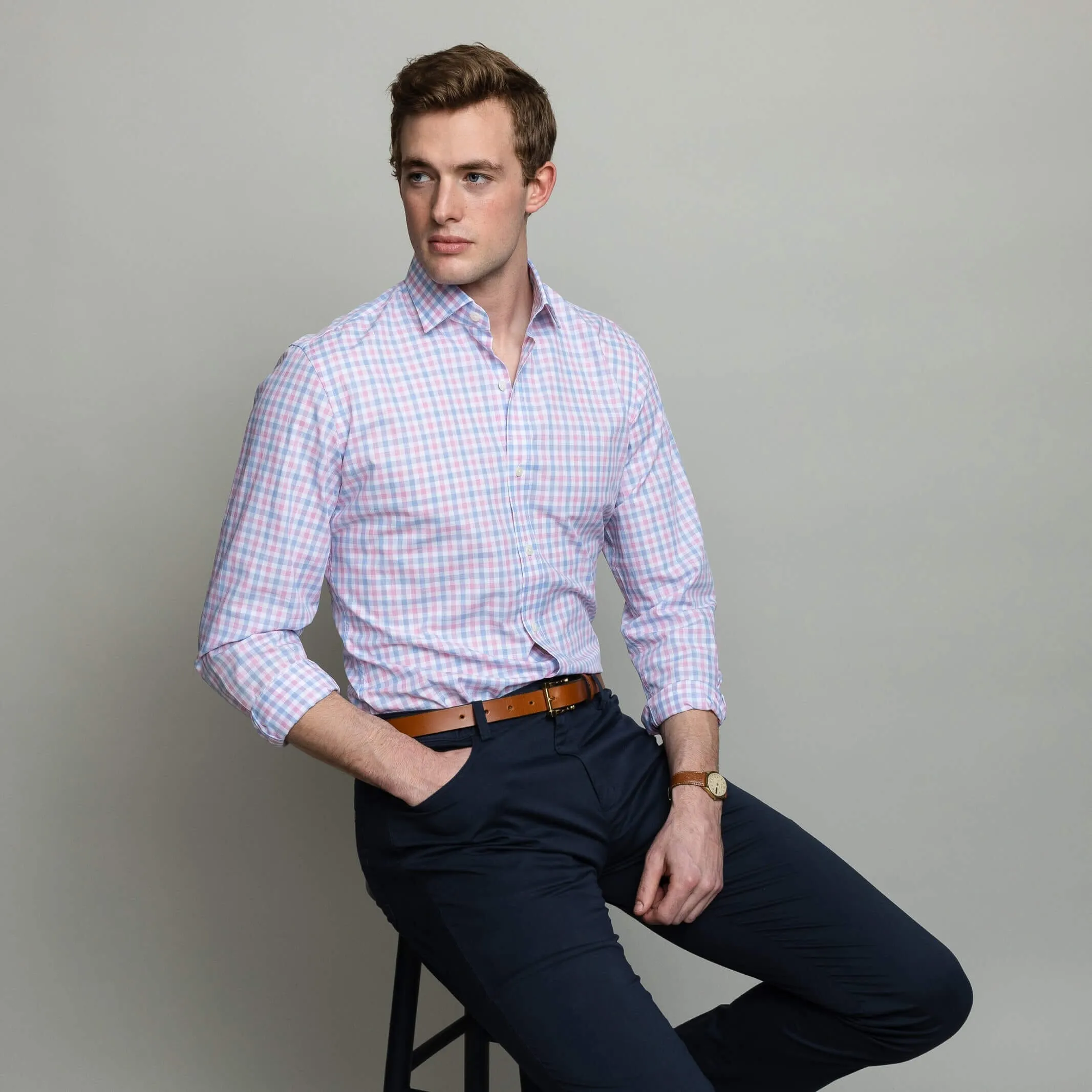 The Pink Arville Check Comfort Stretch Custom Shirt